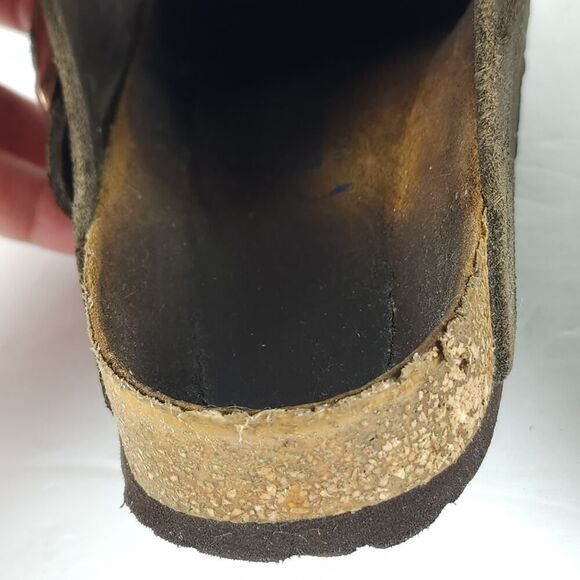 Birkenstock Women's Boston EU38 US7 Narrow Brown Suede Clog Mules Shoes - Picture 15 of 16